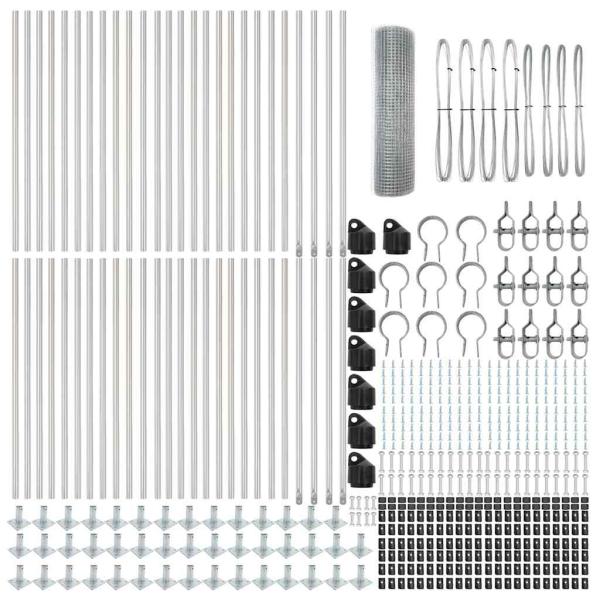 Schweißdrahtzaun mit 13 Flanschpfosten 1x100 m galvanisierter Stahl