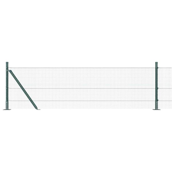 Schweißdrahtzaun mit 7 Flanschpfosten Grün 0.4x10 m Stahl