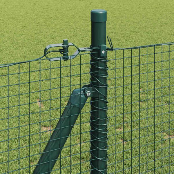 Schweissdrahtzaun mit 7 Flanschpfosten Grün 0.8x10 m Stahl