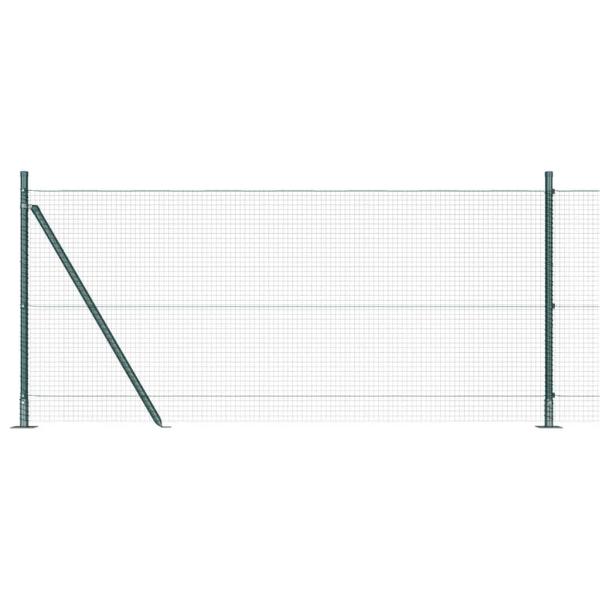 Schweissdrahtzaun mit 7 Flanschpfosten Grün 0.8x10 m Stahl