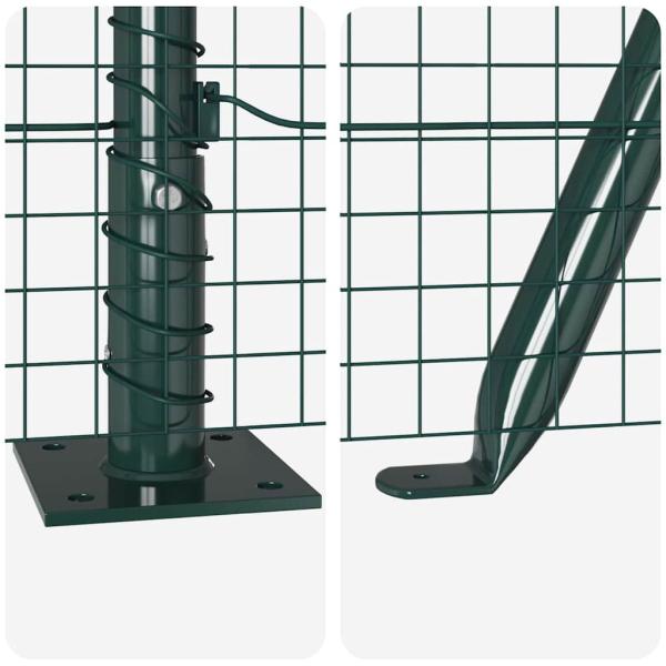 Zaunpfosten Set Set mit 2 Grün Metall mit Kunststoffbeschichtung