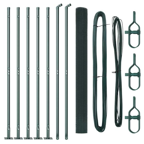 geschweißter Drahtzaun mit 7 Flanschpfosten grün 1,6x10 m Stahl