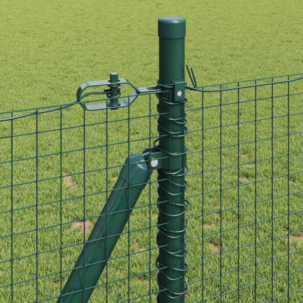 Geschweißter Drahtzaun mit 13 Flanschpfosten Grün 1x25 m Stahl