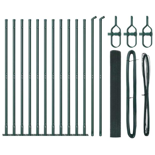 Drahtzaun mit 13 Flanschpfosten grün 1,2x25 m Stahl
