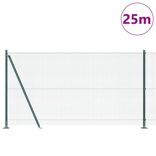 Drahtzaun mit 13 Flanschpfosten grün 1,2x25 m Stahl