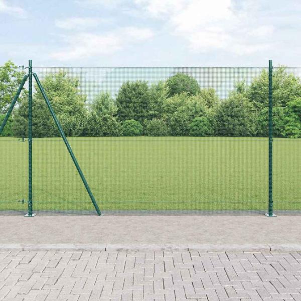ARDEBO.de - geschweißter Drahtzaun mit 13 grünen Pfosten 1,5x25 m Stahl
