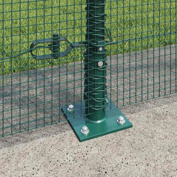 geschweißter Drahtzaun mit 13 grünen Pfosten 1,5x25 m Stahl