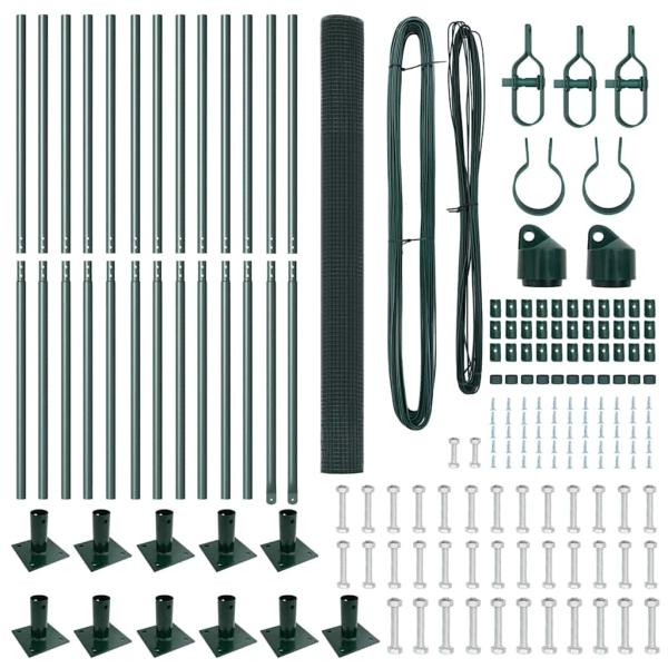 Stahl-Zaunpfosten-Set Set aus 2 Grün Pulverbeschichteter Stahl