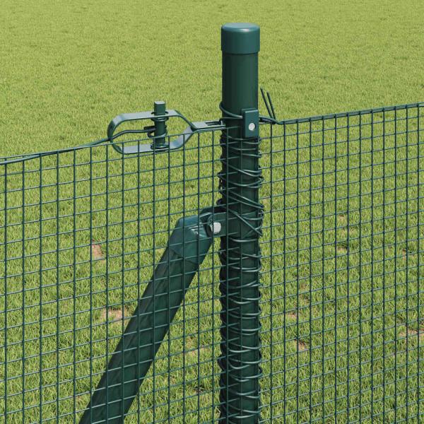 Geschweißter Drahtzaun mit 13 flanschförmigen Pfosten grün 1x50 m Stahl