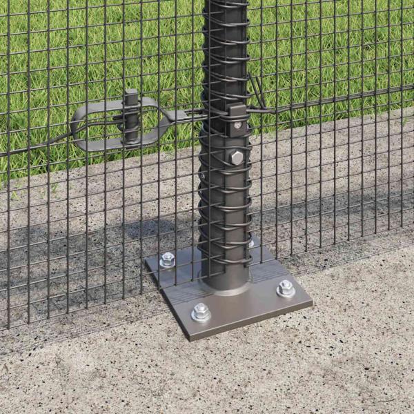 Zaunpfosten-Set 2er Set Grau Stahl 10 x 0.5 m Robust