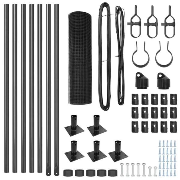 Zaunpfosten-Set 2er Set Grau Stahl 10 x 0.5 m Robust
