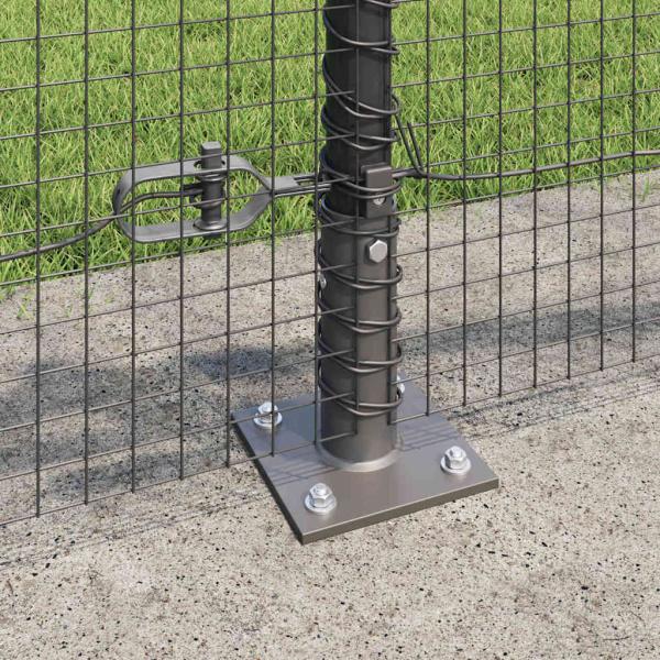 Zaunpfosten-Set 2er Set Grau Pulverbeschichteter Stahl 25 x 0.5 m