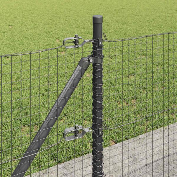 Zaunpfosten-Set 2er Set Grau Pulverbeschichteter Stahl 25 x 0.5 m