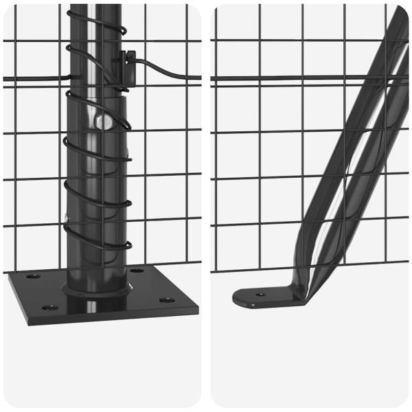 Zaunpfosten-Set 2er Set Grau Pulverbeschichteter Stahl 25 x 0.5 m