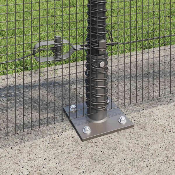 Zaunpfosten-Set Set mit 2 Grau Metall, Beton 25 x 1 m Langlebig