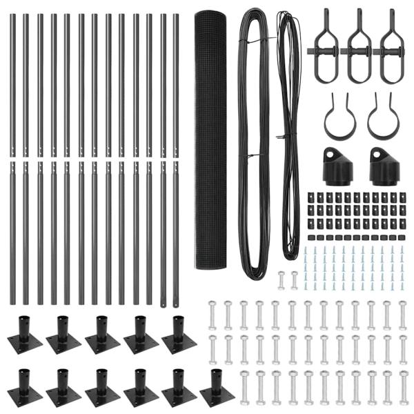 geschweißter Drahtzaun mit 13 Flanschpfosten Grau 1,2x25 m Stahl