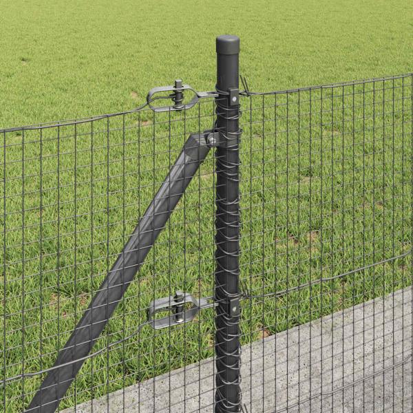 Geschweißter Drahtzaun mit 13 Flanschpfosten Grau 0.6x50 m Stahl