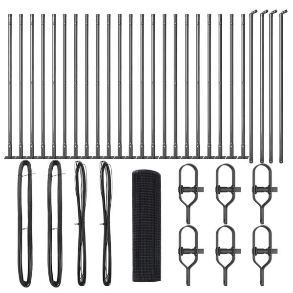 geschweißter Drahtzaun mit 13 flanschgeregelten Pfosten Grau 1x50 m Stahl