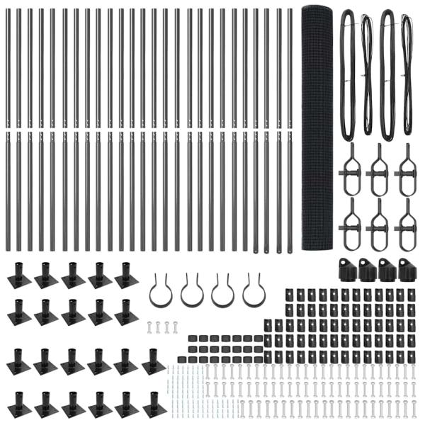 geschweißter Drahtzaun mit 13 Flansedpfosten Grau 1.2x50 m Stahl