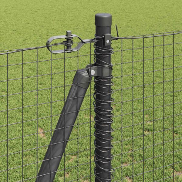 Geschweißter Drahtzaun mit 13 Flanschpfosten Grau 1,2x50 m Stahl