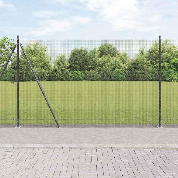 ARDEBO.de - Schweißdrahtzaun mit 13 Flanschpfosten Grau 1.4x50 m Stahl