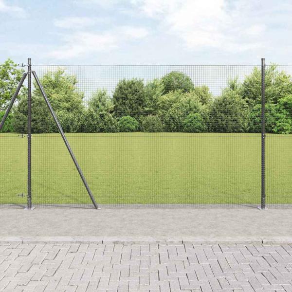 ARDEBO.de - Welded Wire Fence mit 13 Flanschpfosten Grau 1,4x50 m Stahl
