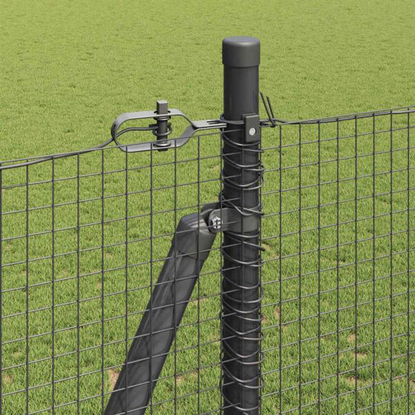 Welded Wire Fence mit 13 Flanschpfosten Grau 1,4x50 m Stahl