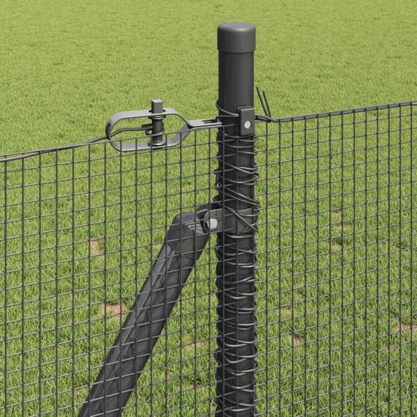 Geschweißter Drahtzaun mit 13 Flanschpfosten Grau 1,4x50 m Stahl