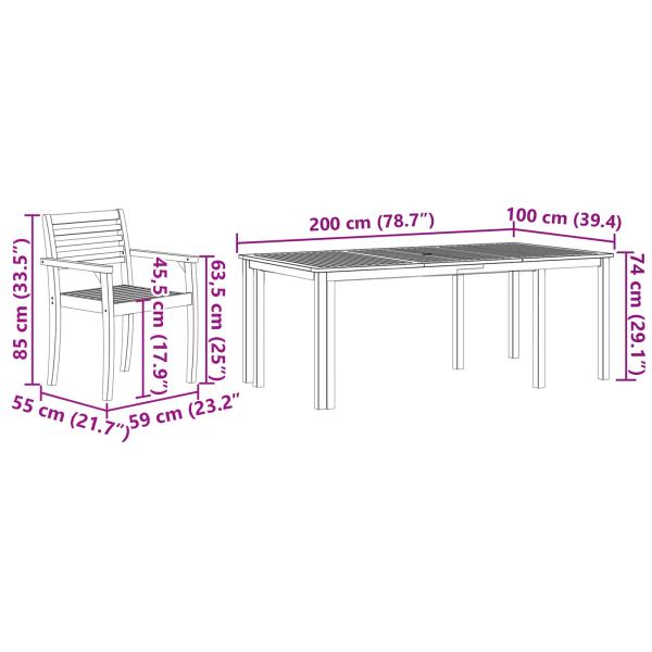 Garten Essgruppe 9 pcs Braun Massivholz Akazie