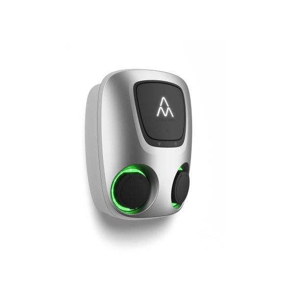 Charge Amps Wallbox Aura, 2x22 kW, 3Polig, 32A, Type2, 4G/Wifi/Lan, OCPP, RCD, Silber (131503)