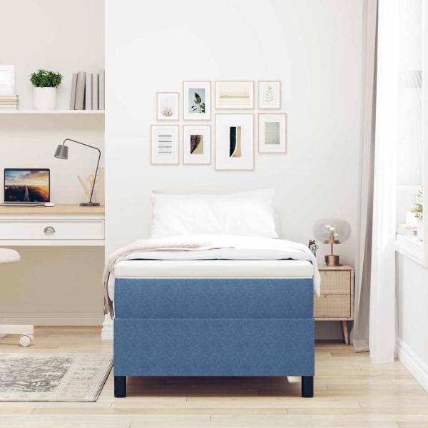 Boxspringbett mit Matratze Blau 80x200 cm Cord-Stoff