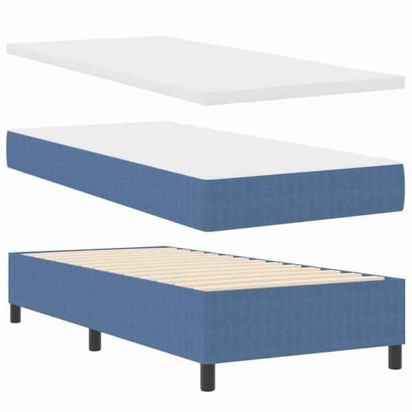Boxspringbett mit Matratze Blau 80x200 cm Cord-Stoff