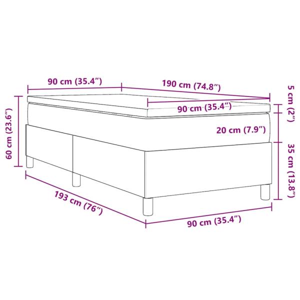 Boxspringbett mit Matratze Hellgrau Einzel Cordstoff