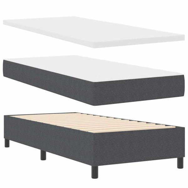 Boxspringbett mit dunkelgrauer Matratze aus Cord-Stoff