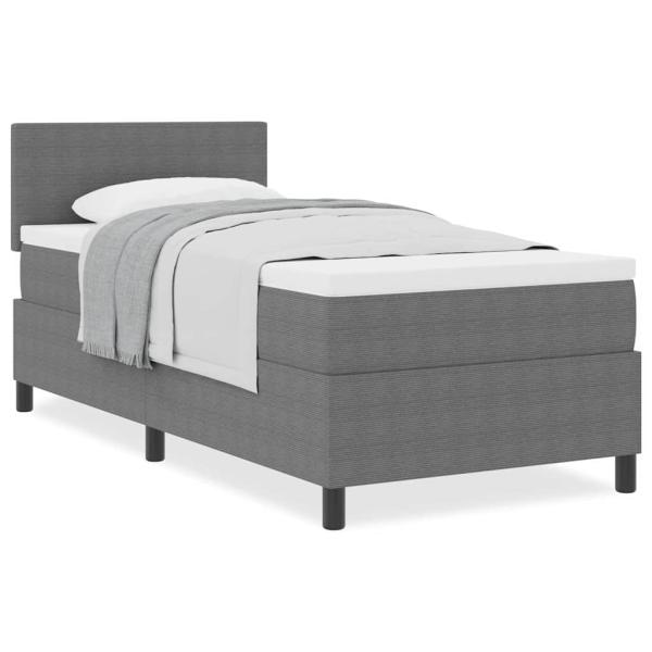Boxspringbett mit Matratze Hellgrau 80x200 cm Cordstoff