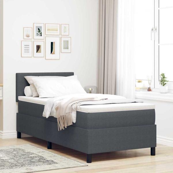 ARDEBO.de - Boxspringbett mit Matratze Dunkelgrau 80x200 cm Cord-Stoff
