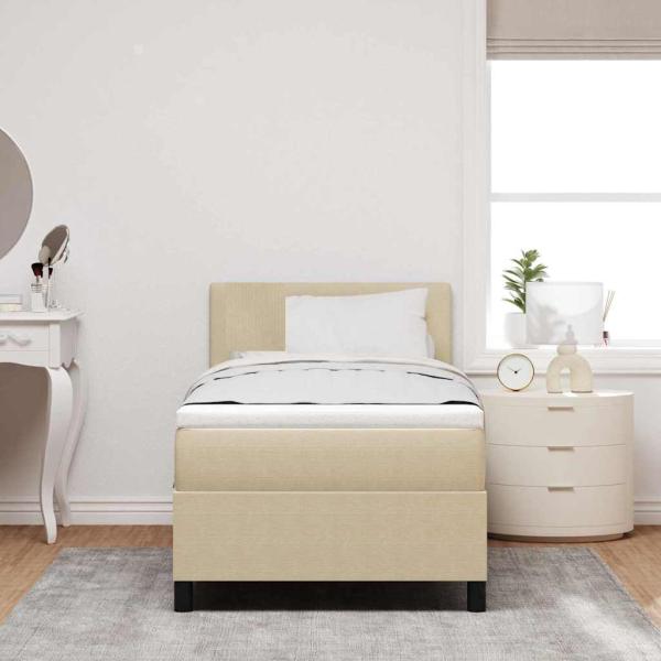 Boxspringbett mit Matratze Hellgrün Grau 80x200 cm Cordstoff