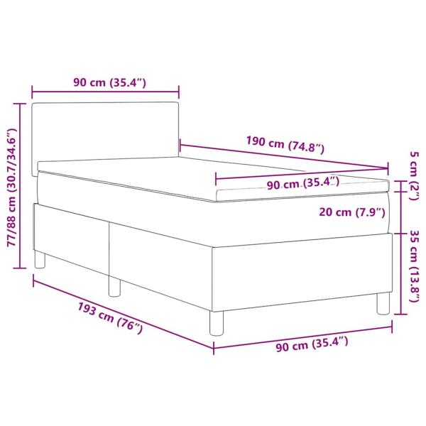 Boxspringbett mit Matratze Hellgrau Einzel Cordstoff