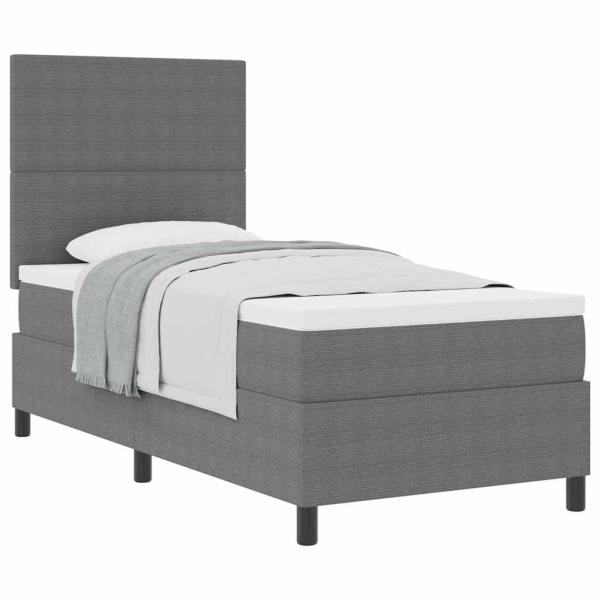Boxspringbett mit Matratze Hellgrau 80x200 cm Cord-Stoff
