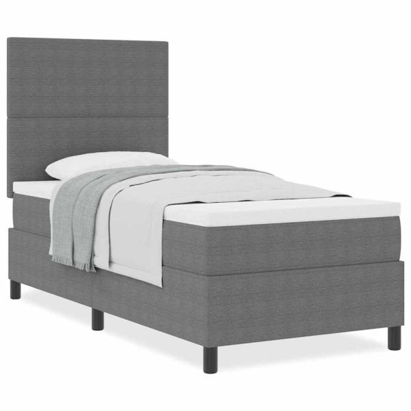 Boxspringbett mit Matratze Hellgrau 80x200 cm Cord-Stoff