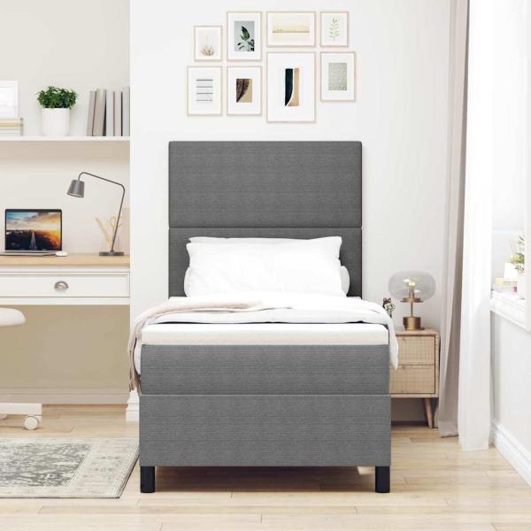 Boxspringbett mit Matratze Hellgrau 80x200 cm Cord-Stoff