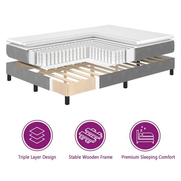 Boxspringbett mit Matratze Hellgrau 80x200 cm Cord-Stoff