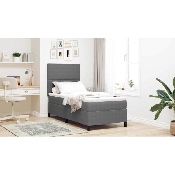 Boxspringbett mit Matratze Hellgrau 80x200 cm Cord-Stoff
