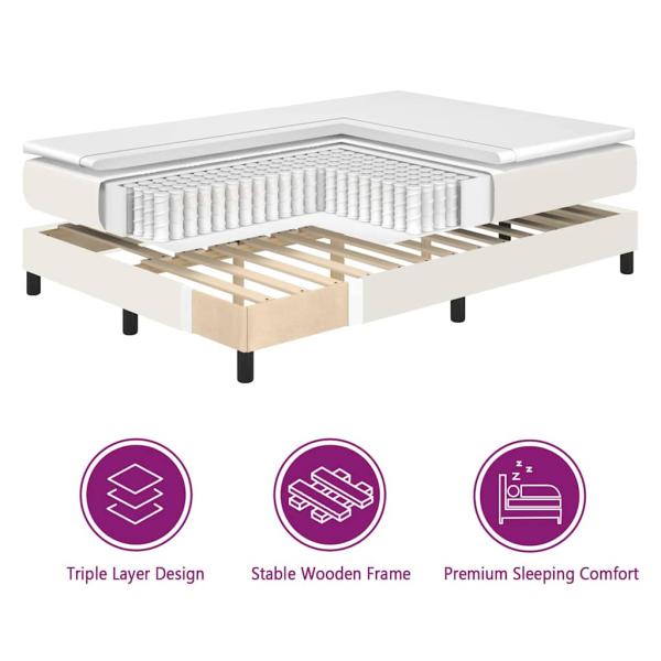 Boxspringbett mit Matratze Creme 80x200 cm Cord-Stoff