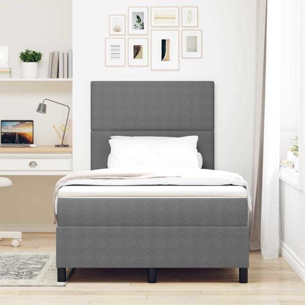 Boxspringbett Hellgrau und Weiß 120 x 190 cm Cordstoff