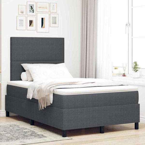 ARDEBO.de - Boxspringbett mit Matratze Dunkelgrau Kleines Doppelbett Cord-Stoff
