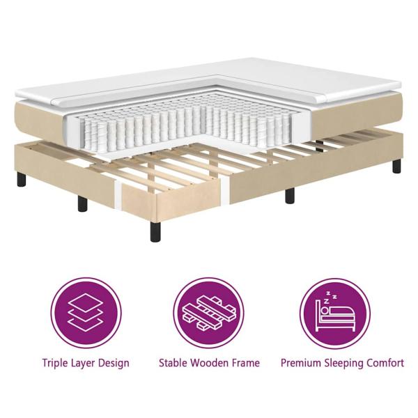 Boxspringbett mit Matratze & LED Licht Grün Grau 80x200 cm Cordstoff