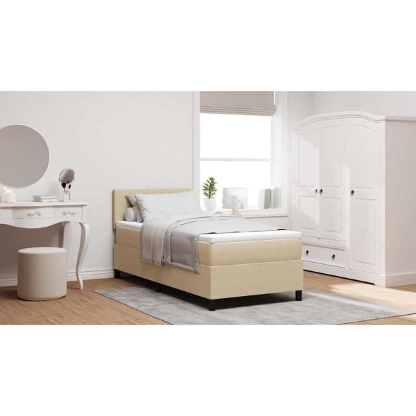 Boxspringbett mit Matratze & LED Licht Grün Grau 80x200 cm Cordstoff