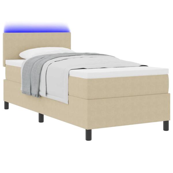 Boxspringbett mit Matratze & LED Licht Grün Grau 80x200 cm Cordstoff