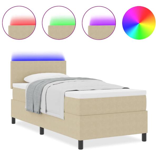 Boxspringbett mit Matratze & LED Licht Grün Grau 80x200 cm Cordstoff